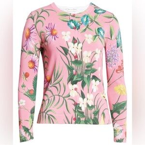Oscar de la Renta Pink Floral Crewneck Sweater and top  retail $3400